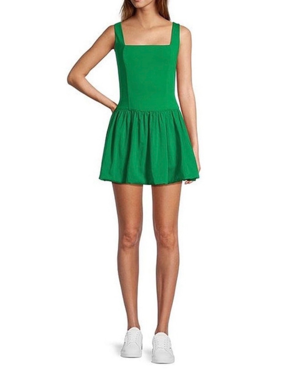 ANTONIO MELANI Emerald Square-Neck Active Sleeveless Peplum Dress Medium